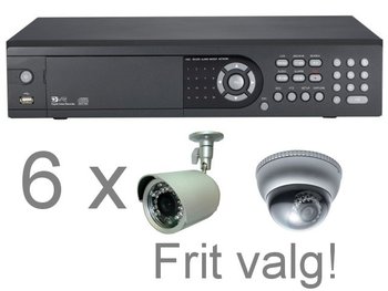 SYS9000-6-2 Videoovervgningspakke DVR9000N + 6 kameraer